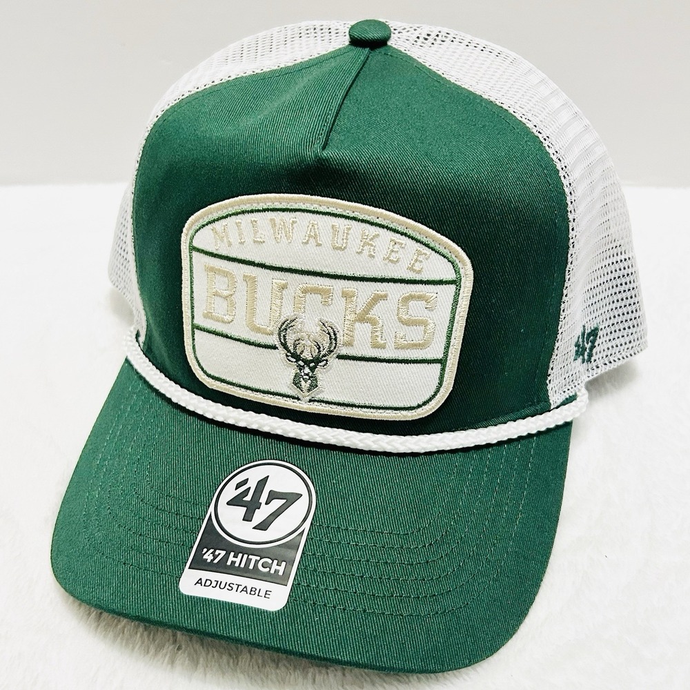 '47 Brand Milwaukee Bucks Hone Patch A-Frame Hitch Hat Cap Adjustable Green‎ NBA